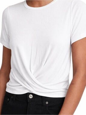 Marine Layer Lexi Front Twist Short Sleeve Tee in White